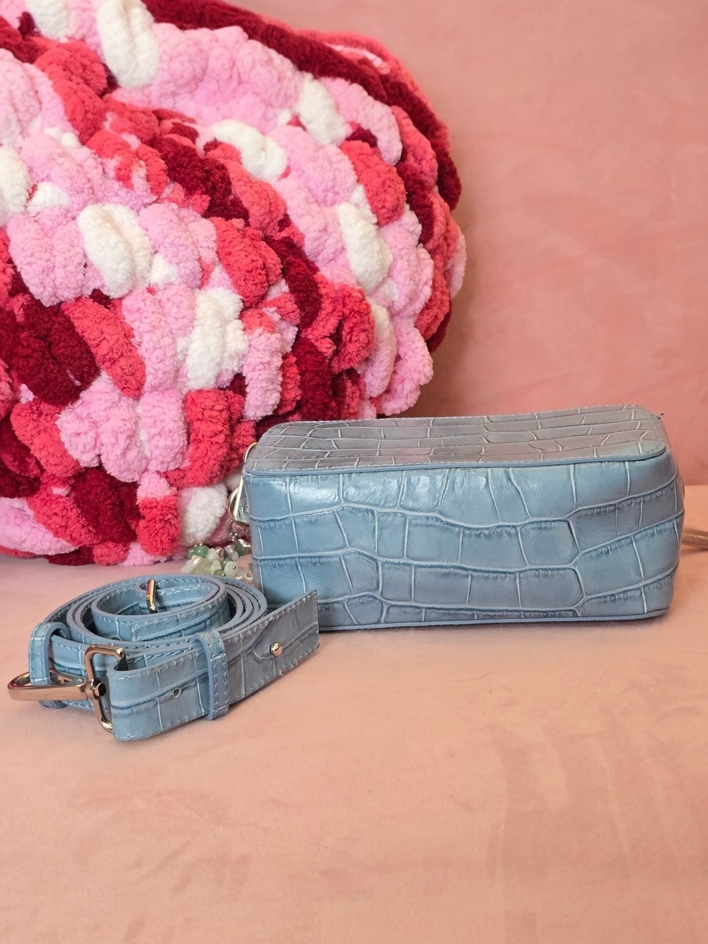 Marina Galanti Blue Croc Embossed Crossbody Bag - Picture 5 of 7